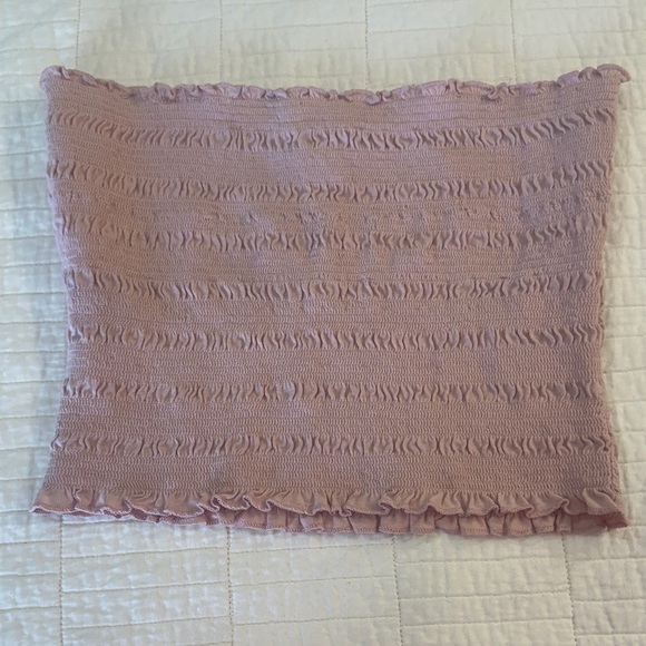 Aeropostale Small Smocked Pink Ruffled Tube Top Coquette Girl Balletcore NWOT - Picture 2 of 6